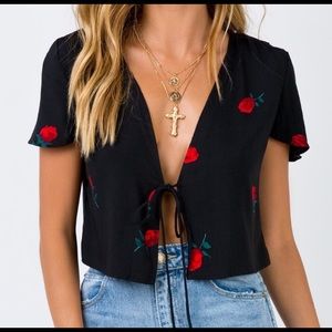Motel Scatter Rose tie top